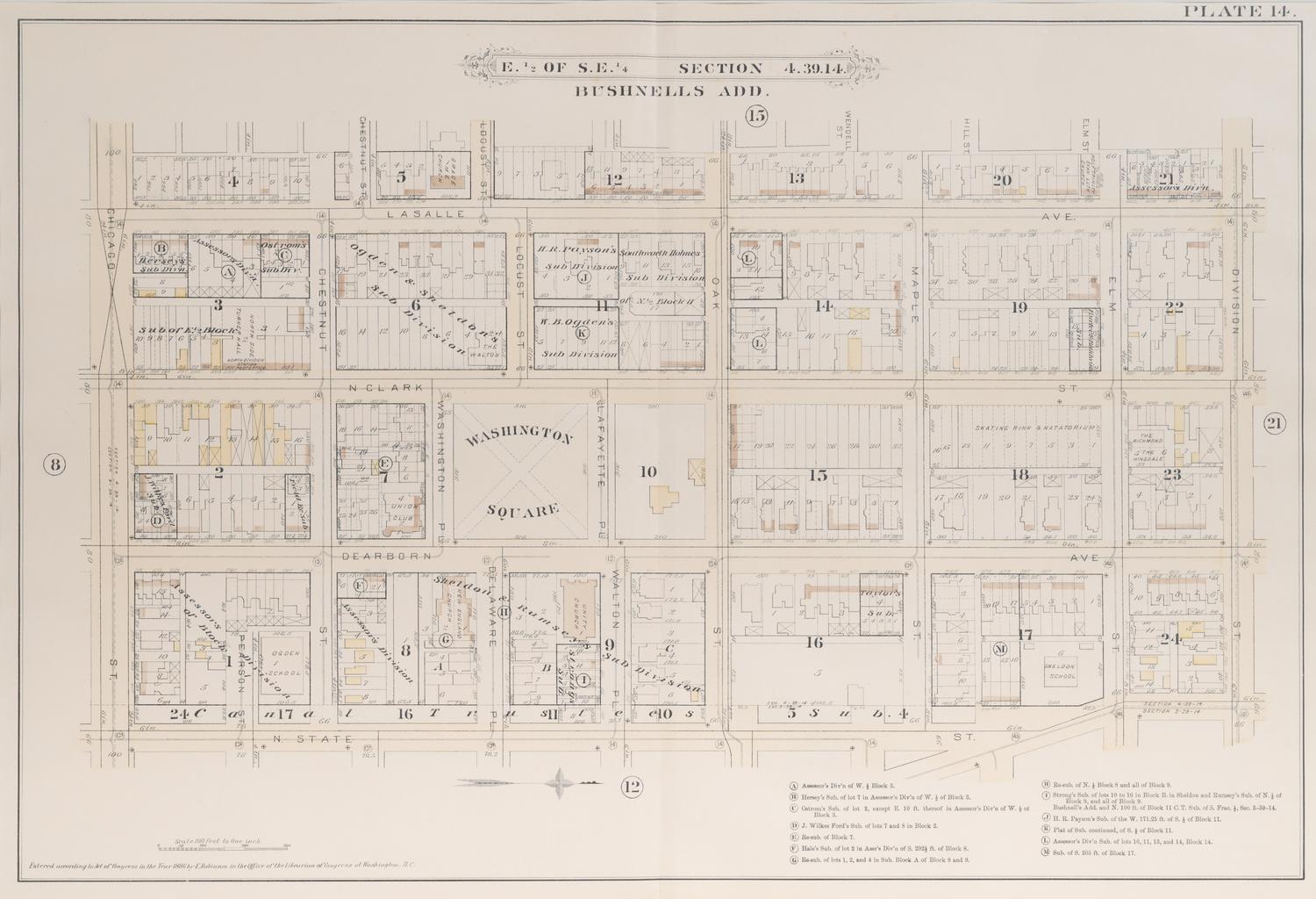 A group of 5 maps of Chicago streets, comprising: