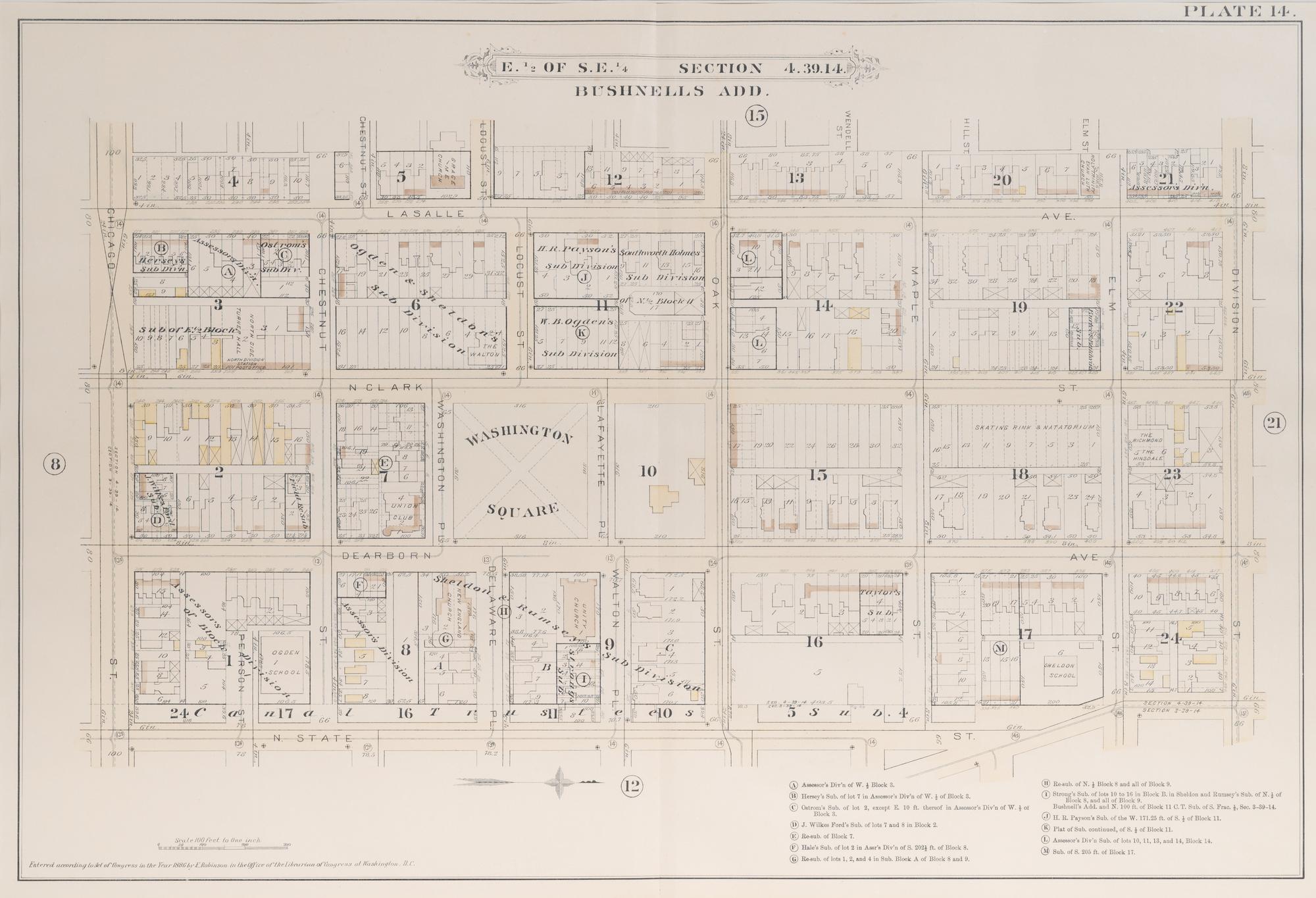 A group of 5 maps of Chicago streets, comprising: