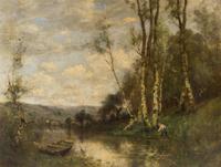After Jean-Baptiste-Camille Corot, (French, 1796-1875), View of the Louvre River