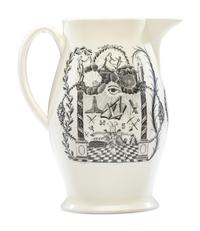 A Rare Liverpool Transfer-Printed Creamware 'John Adams' Pitcher with Masonic Decoration