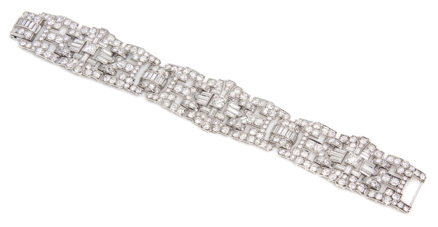 An Art Deco Platinum and Diamond Bracelet, 39.05 dwts.