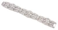 An Art Deco Platinum and Diamond Bracelet, 39.05 dwts.