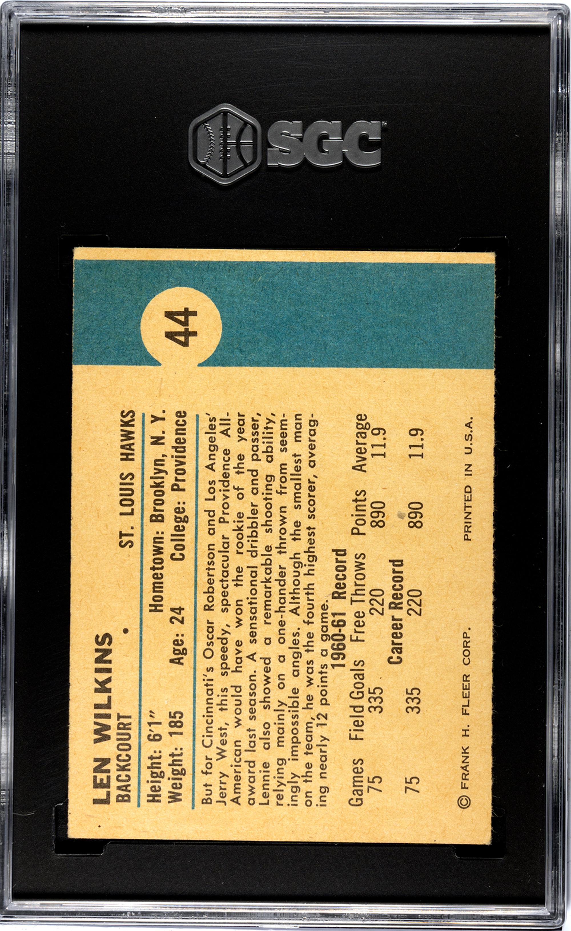 A 1961 Fleer Lenny Wilkens Rookie Basketball Card No. 44 (SGC 5.5 EX+)