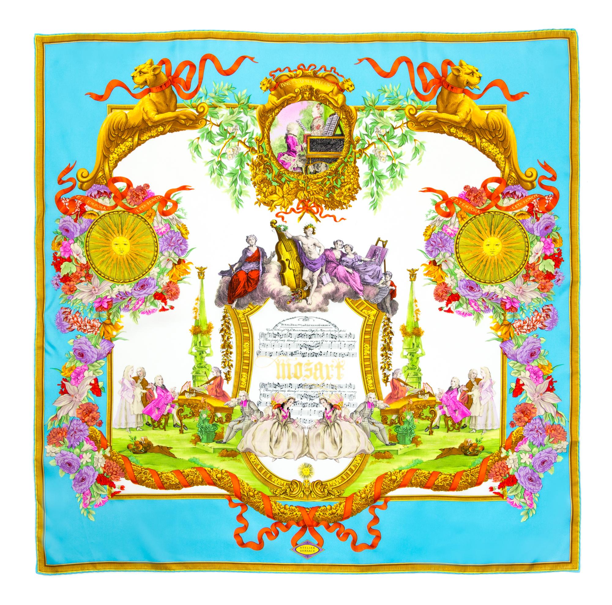 A Gianni Versace Silk Atelier Print Scarf, 34" x 34".