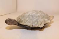 A Stone Mounted Silver Figure of a Turtle. Length 11 1/2 inches.