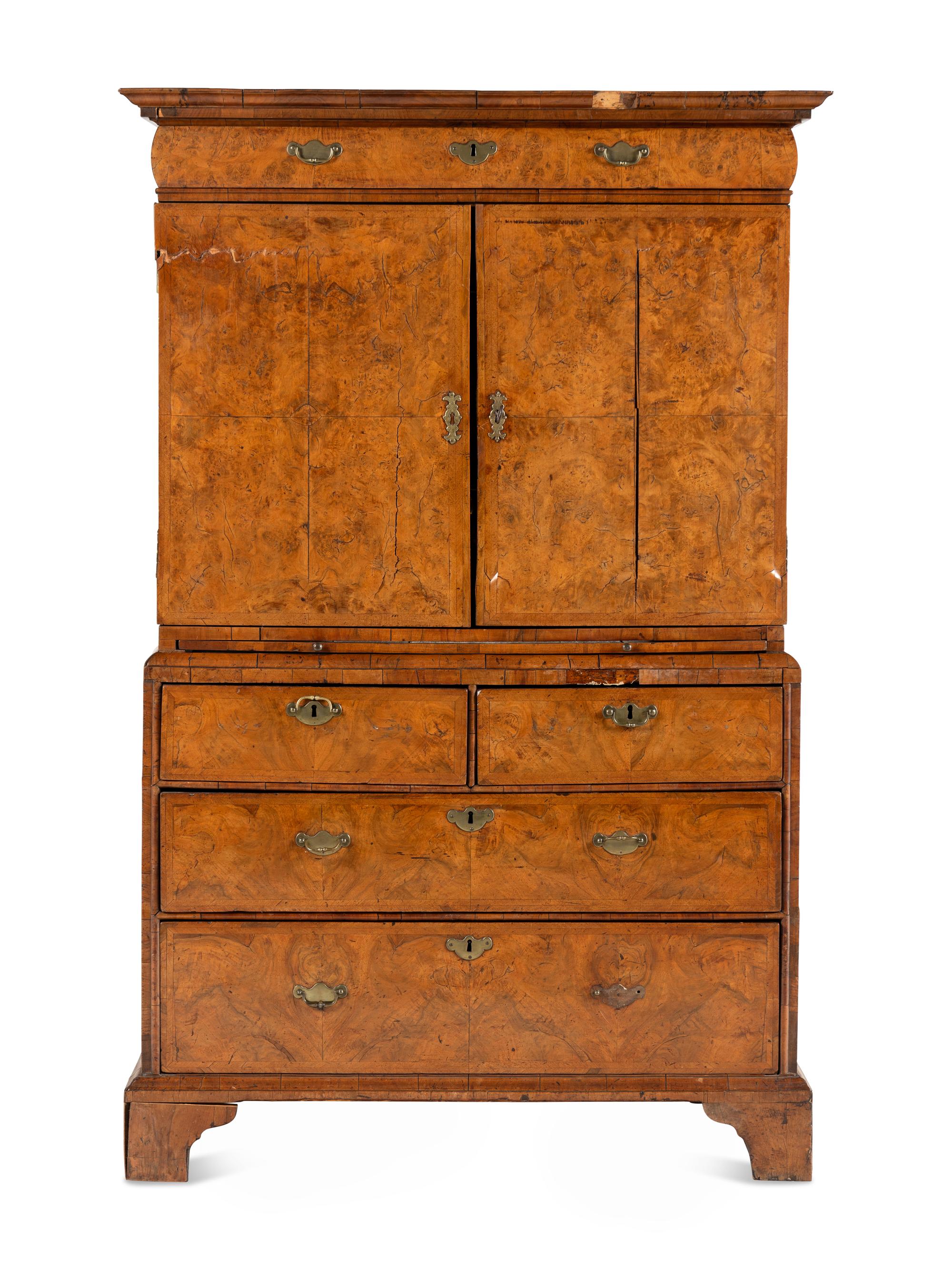 A Queen Anne Walnut Cabinet on Chest