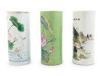 Three Chinese Famille Rose Porcelain Hat Stands