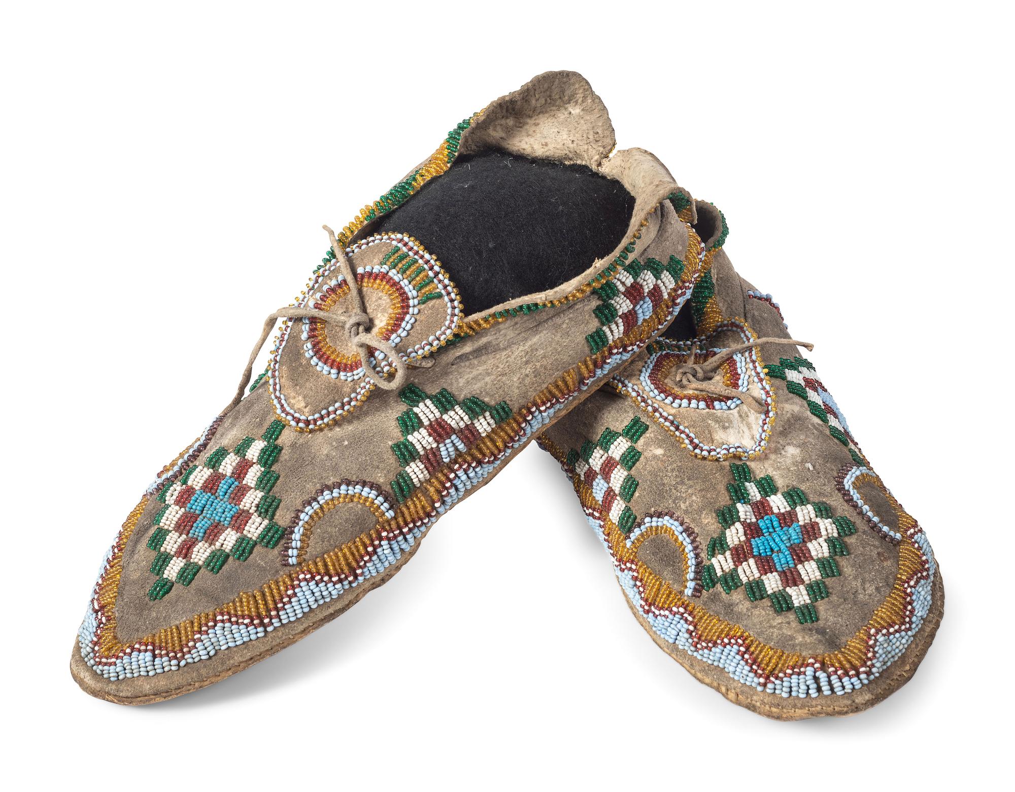Apache Beaded Hide Moccasins