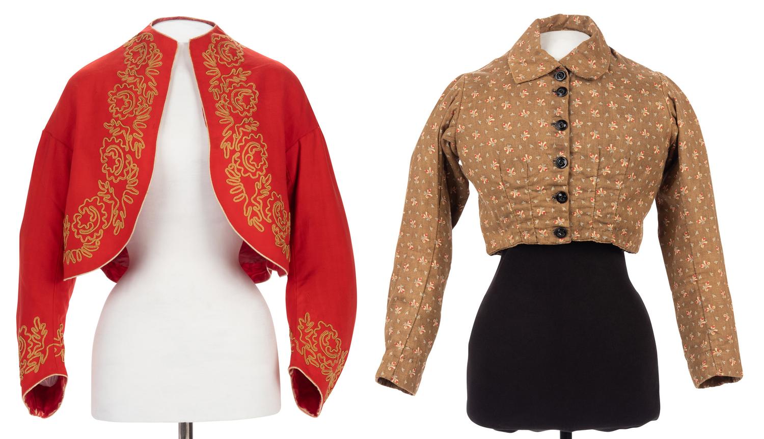 Three Bodices, Including Zouave Style Bolero, 1860s