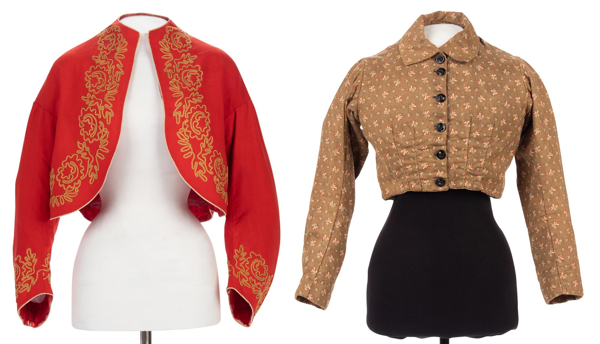 Three Bodices, Including Zouave Style Bolero, 1860s