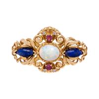 YELLOW GOLD AND MULTIGEM BROOCH
