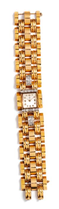 A Retro 18 Karat Yellow Gold and Diamond Wristwatch, Ebel, 50.20 dwts.