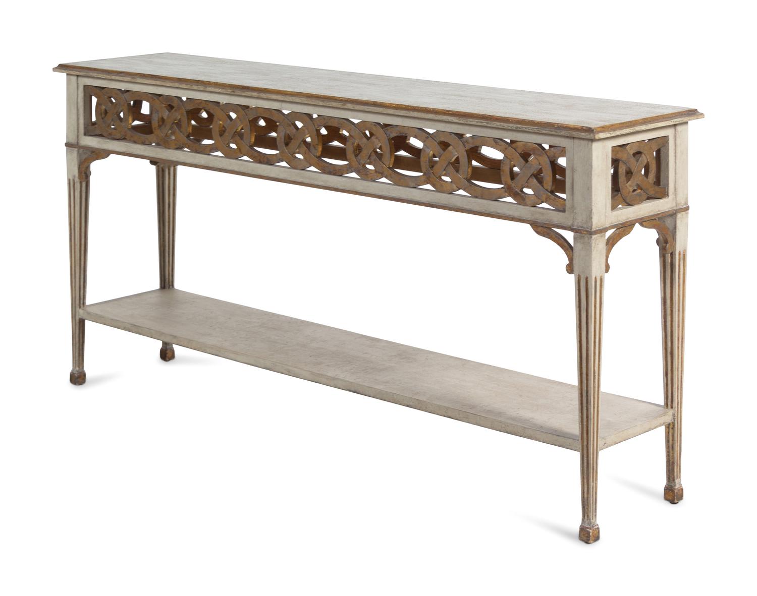 A Pierce Carved Painted Console Table
