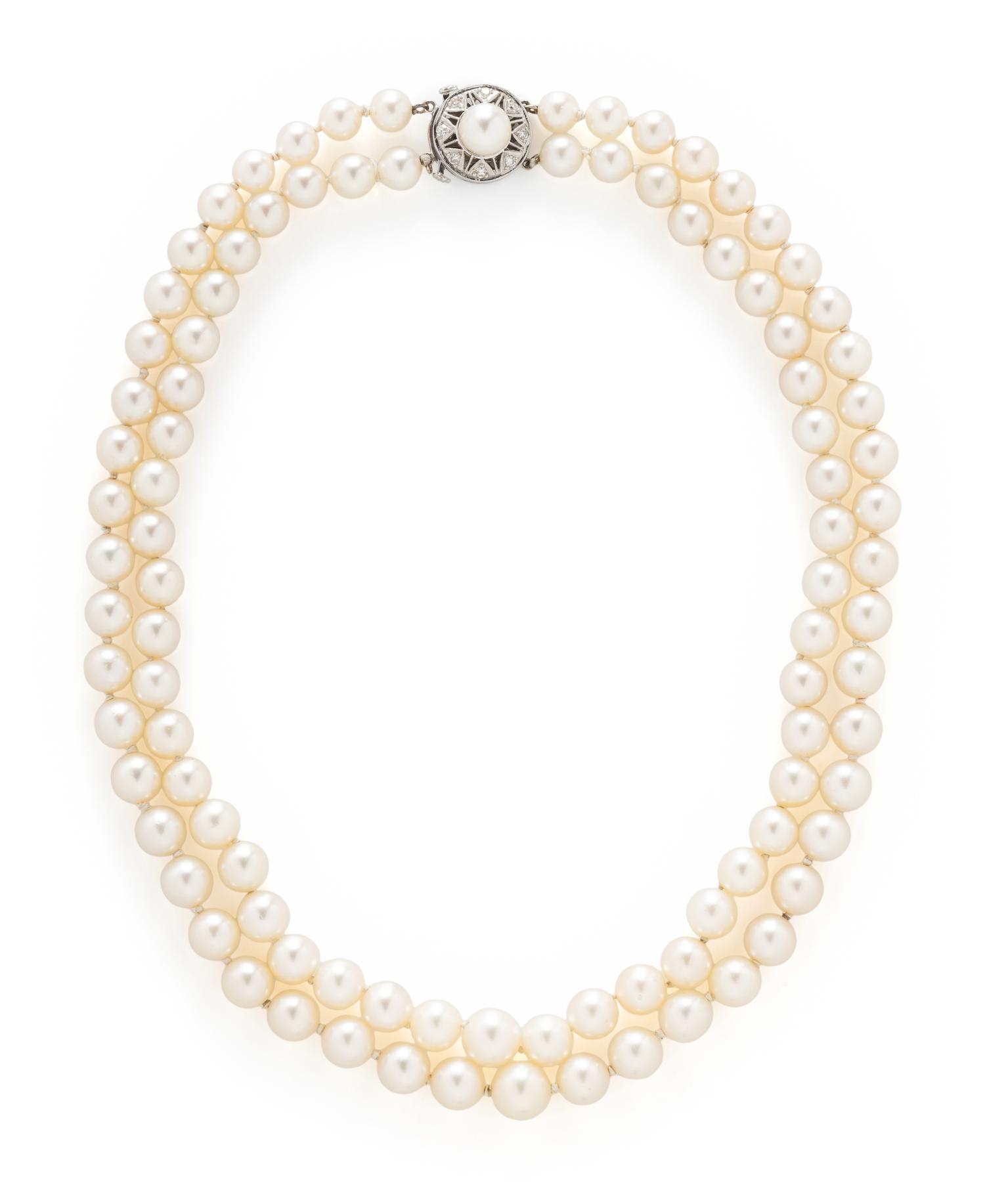 DOUBLE STRAND CULTURED PEARL NECKLACE