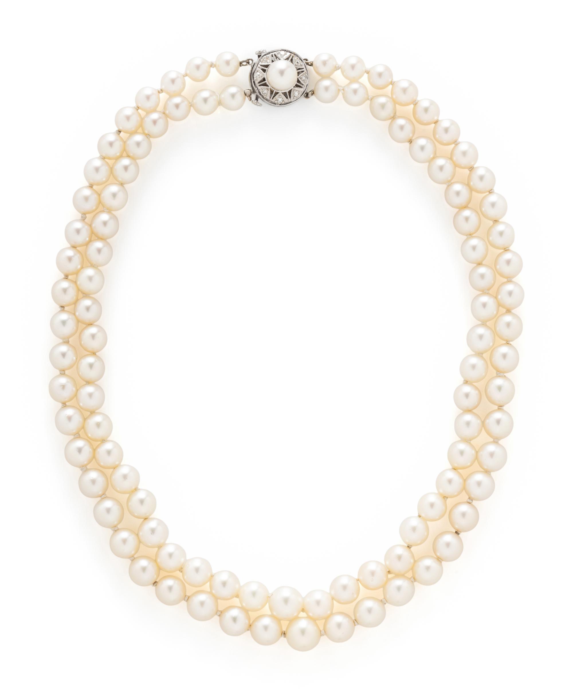 DOUBLE STRAND CULTURED PEARL NECKLACE