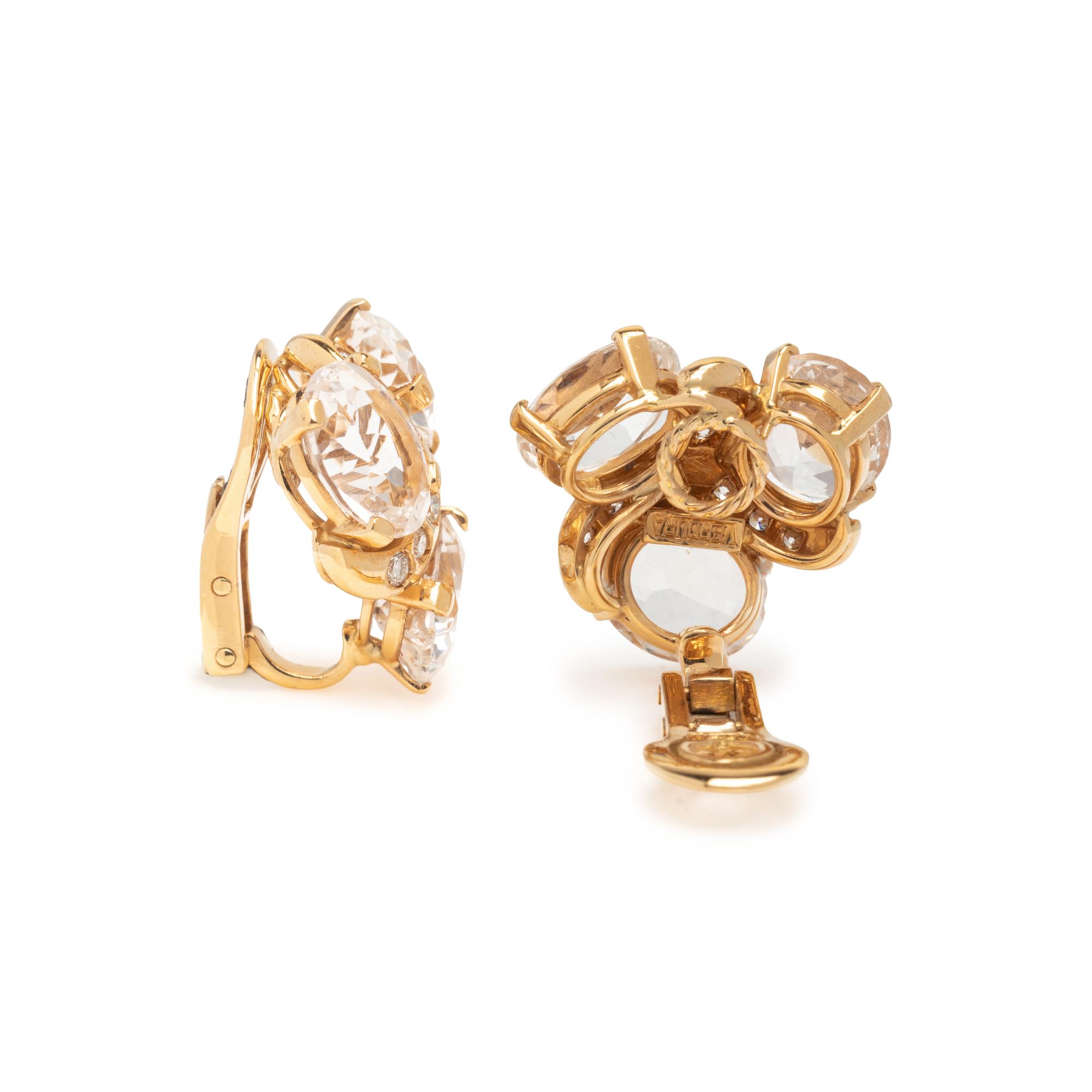 VERDURA, YELLOW GOLD, TOPAZ AND DIAMOND CLIP EARRINGS