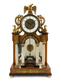 An Austrian French Empire Style Alabaster and Giltwood Portico Clock — EARLY 19TH CENTURY