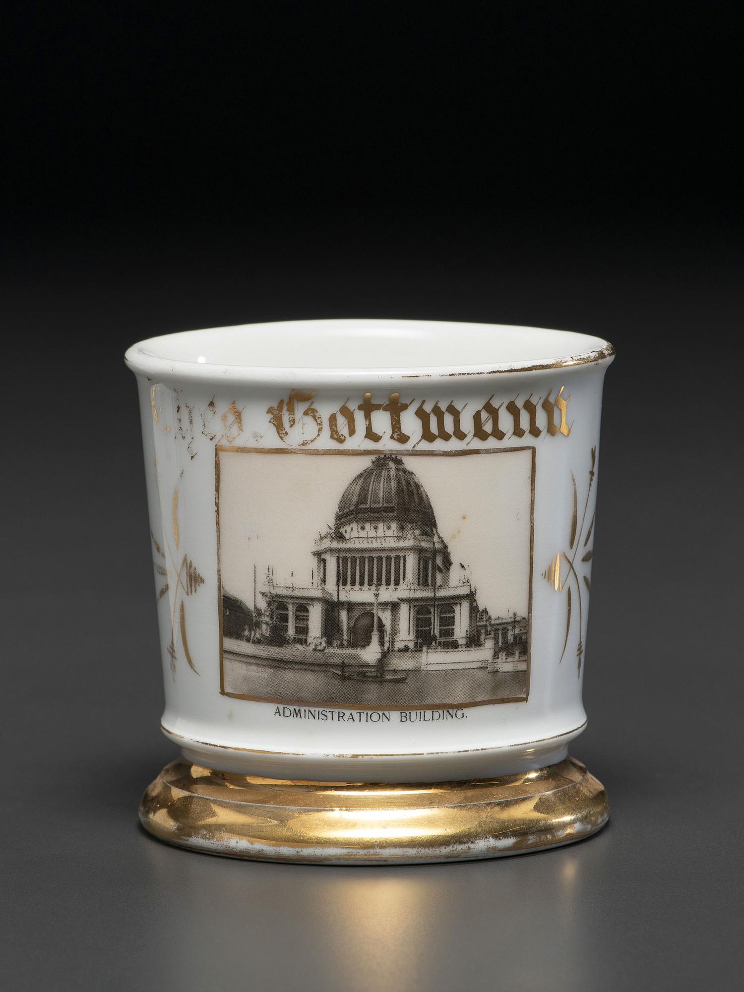 A Photographic Transfer Shaving Mug Depicting the Administrative Building at the 1893 World's Fair