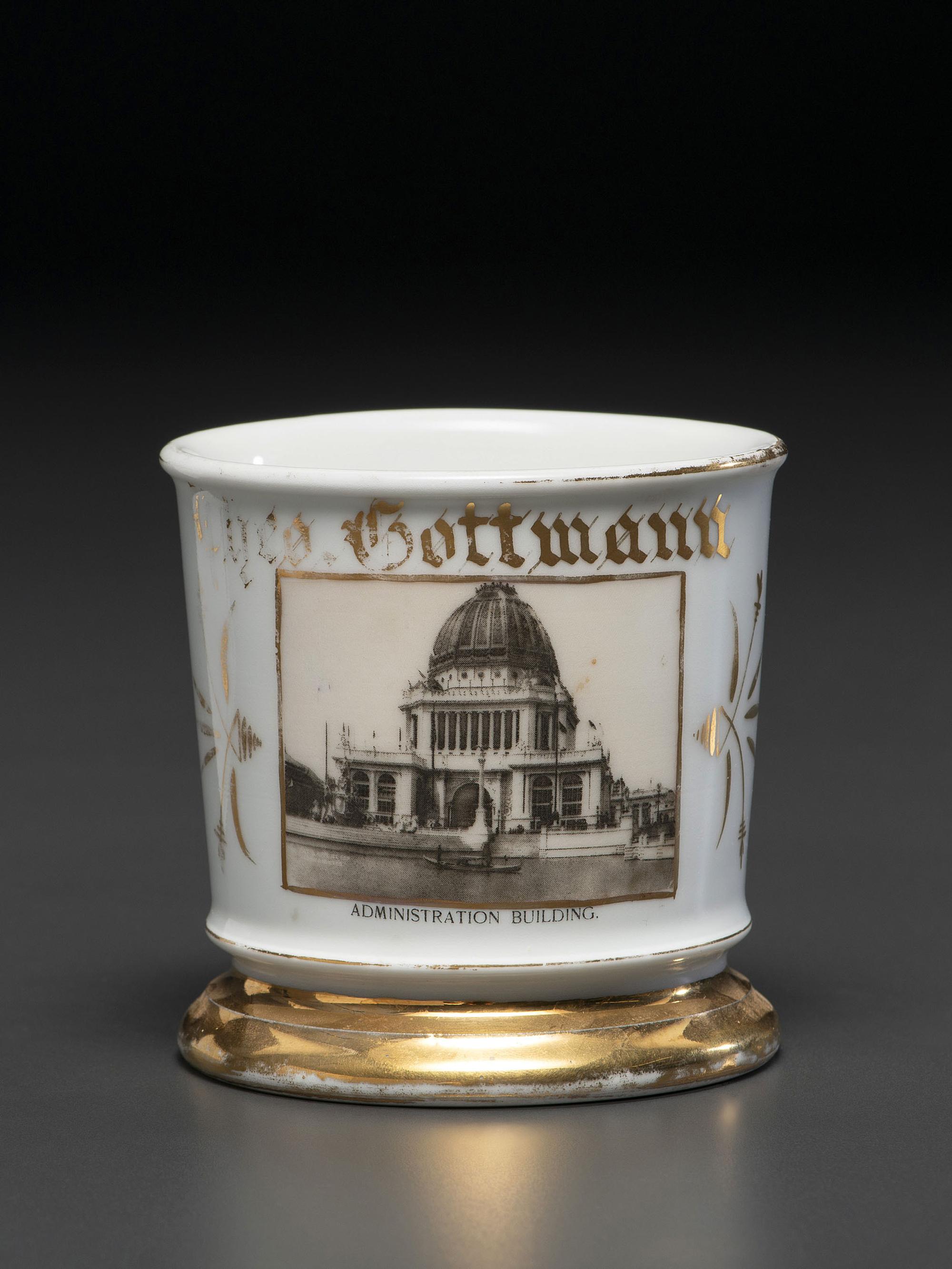 A Photographic Transfer Shaving Mug Depicting the Administrative Building at the 1893 World's Fair