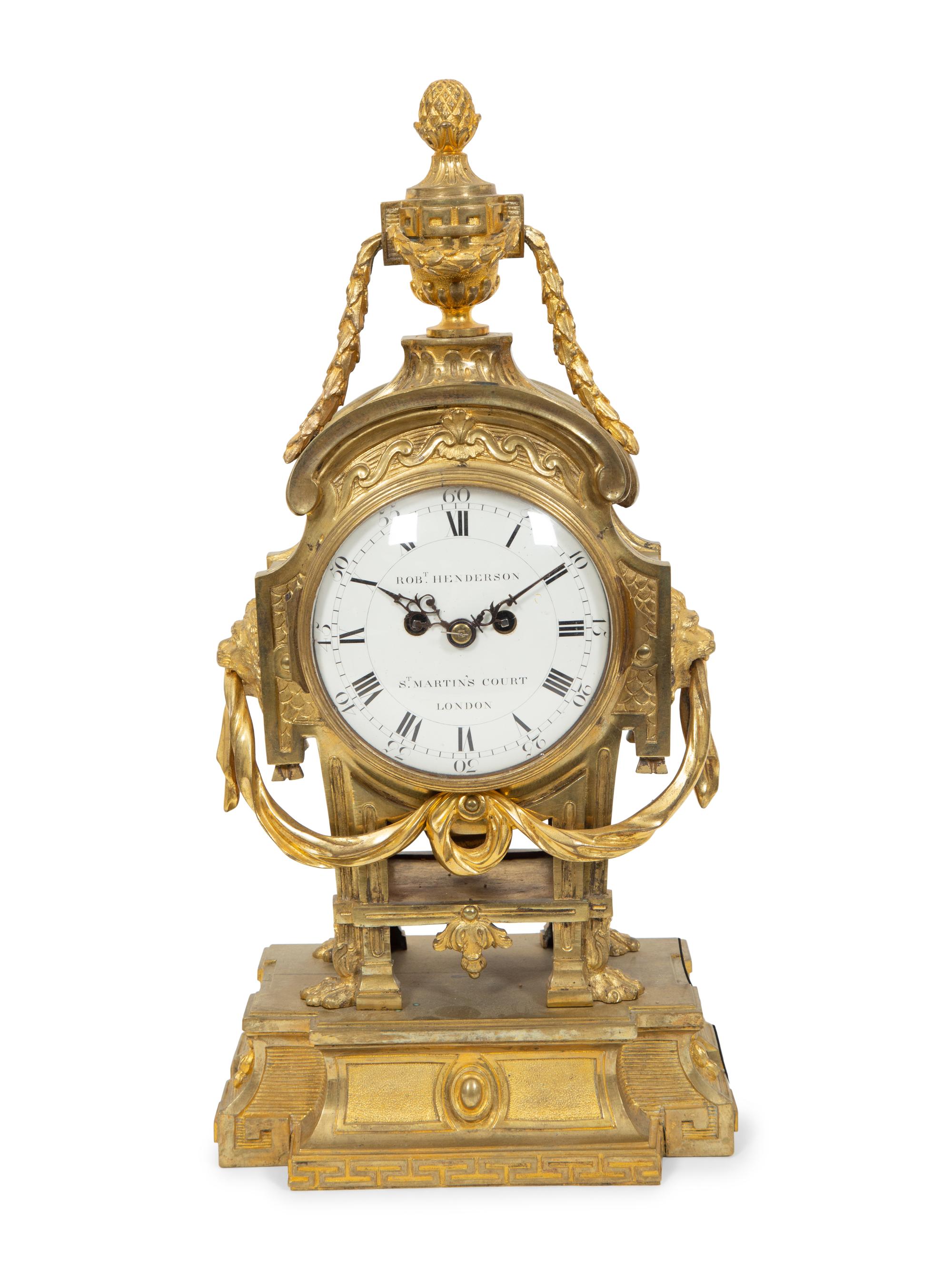 An English Gilt Bronze Mantel Clock