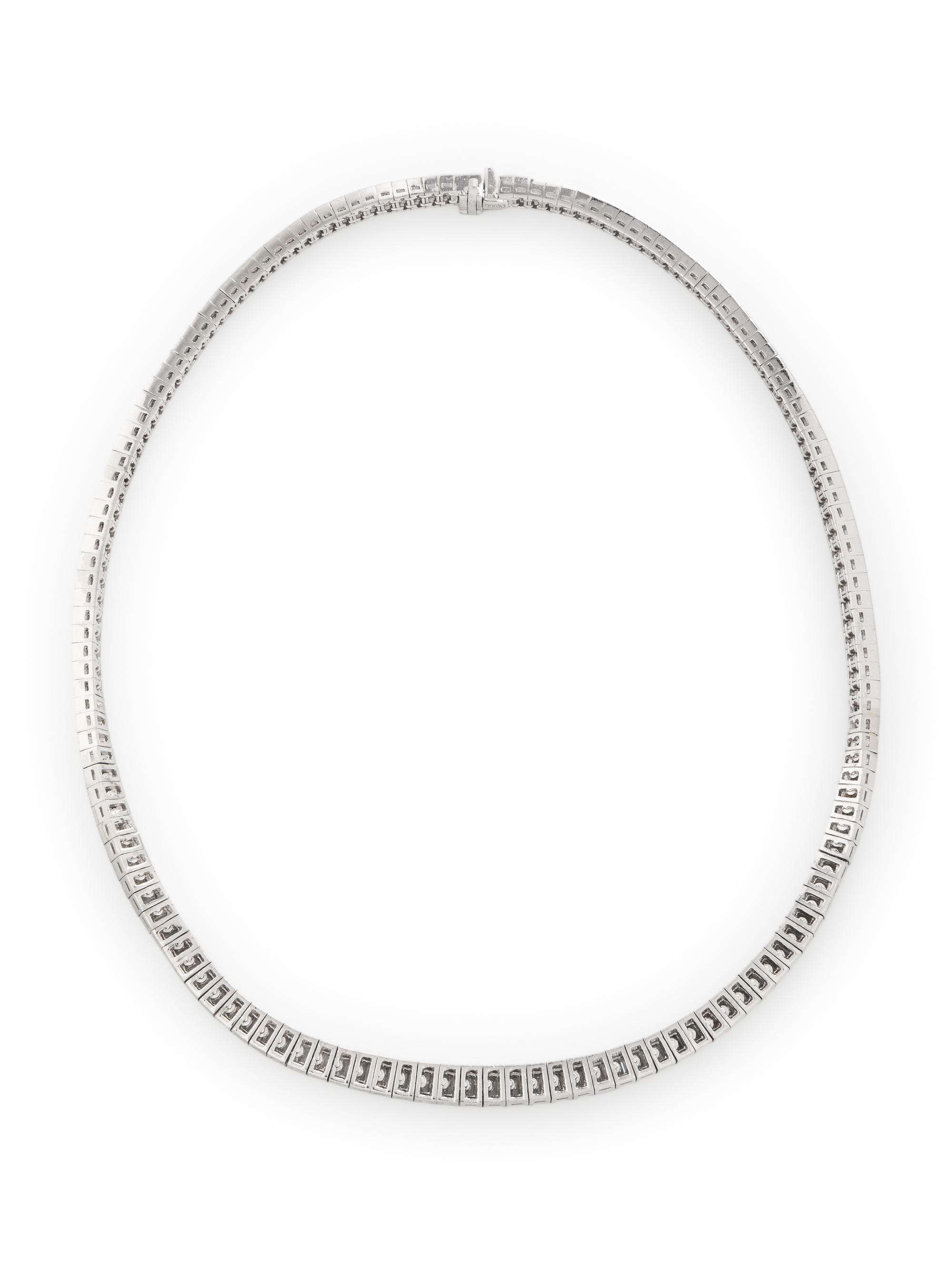 BAGUETTE DIAMOND AND PLATINUM RIVIÈRE NECKLACE