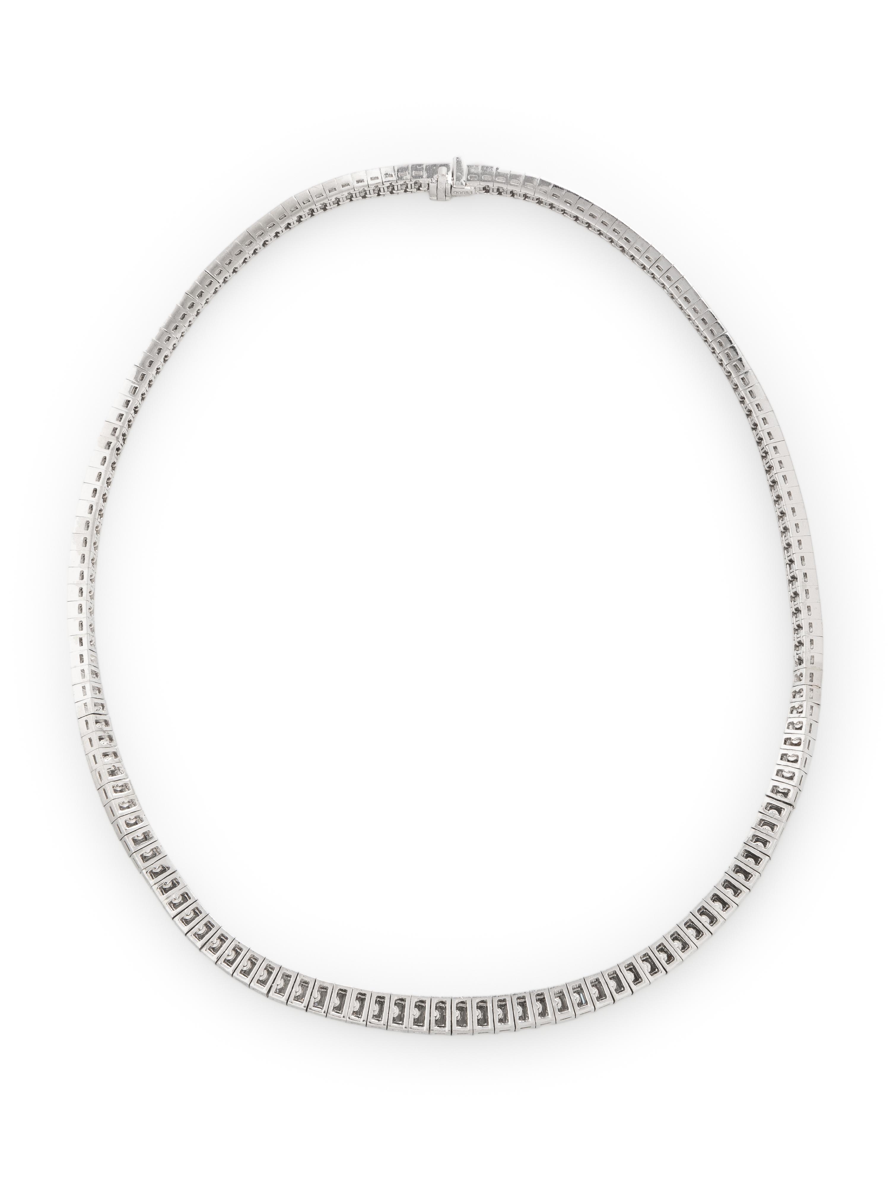 BAGUETTE DIAMOND AND PLATINUM RIVIÈRE NECKLACE