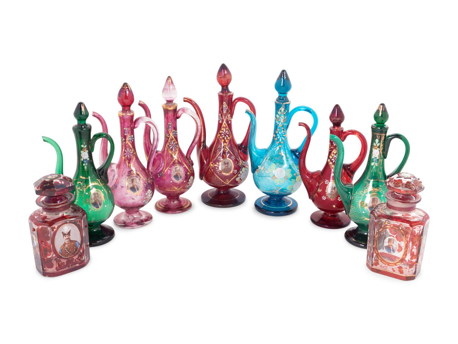 A Group of Fifteen Persian Glass Articles