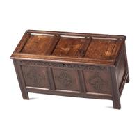 An English Carved Oak Blanket Chest