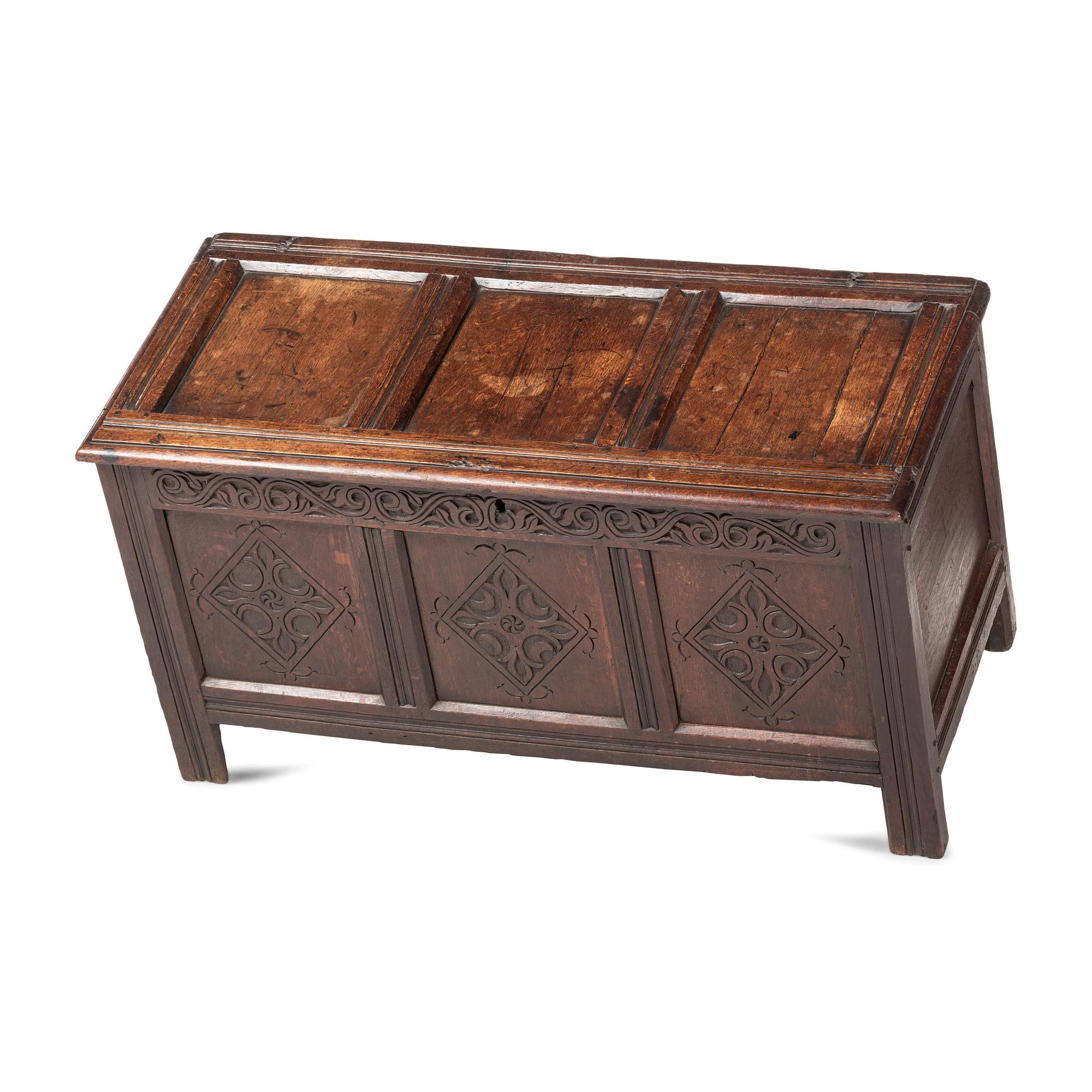 An English Carved Oak Blanket Chest