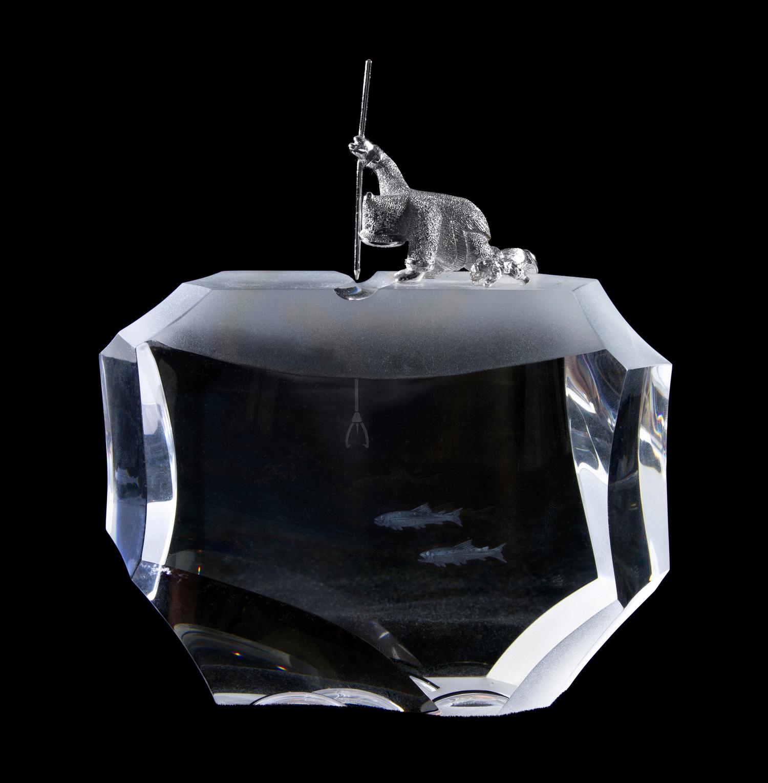 A Steuben Glass Figure, Arctic Fisherman, Height overall 6 3/4 inches.