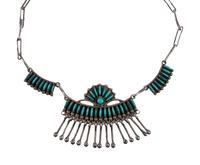 Zuni Silver and Petit Point Turquoise Necklace