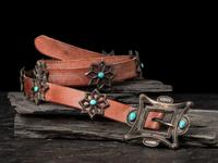 Navajo Sandcast Silver and Turquoise Concha Belt