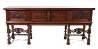 An Assembled Renaissance Revival Mahogany Dining Suite, Height of first 36 inches.