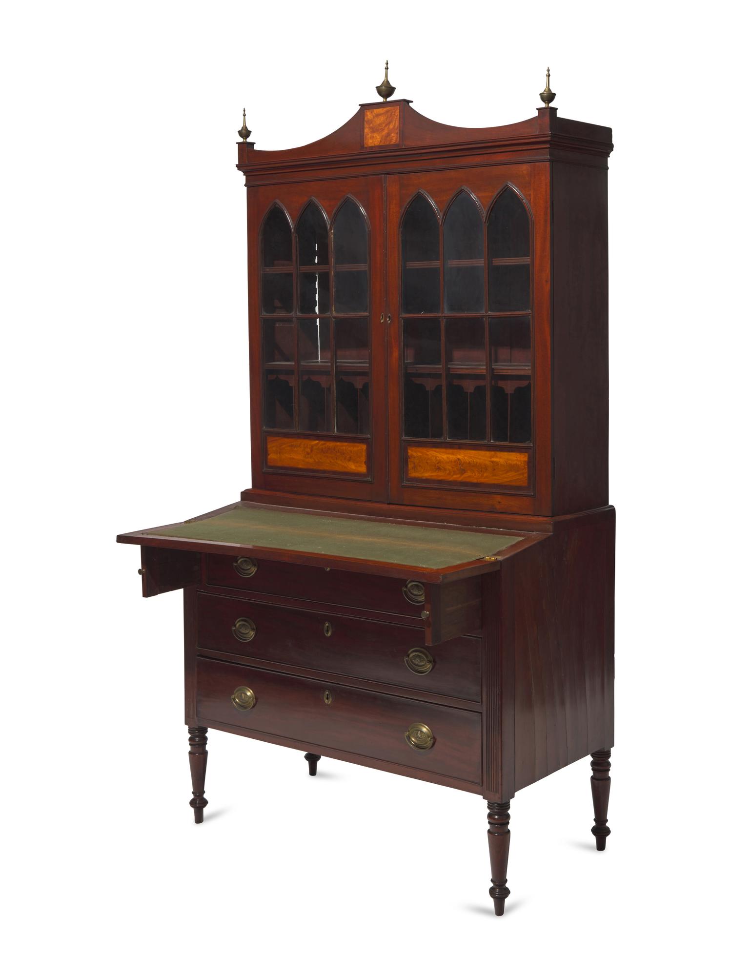 A Federal Inlaid Mahogany Secretary Desk, New England, Circa 1800