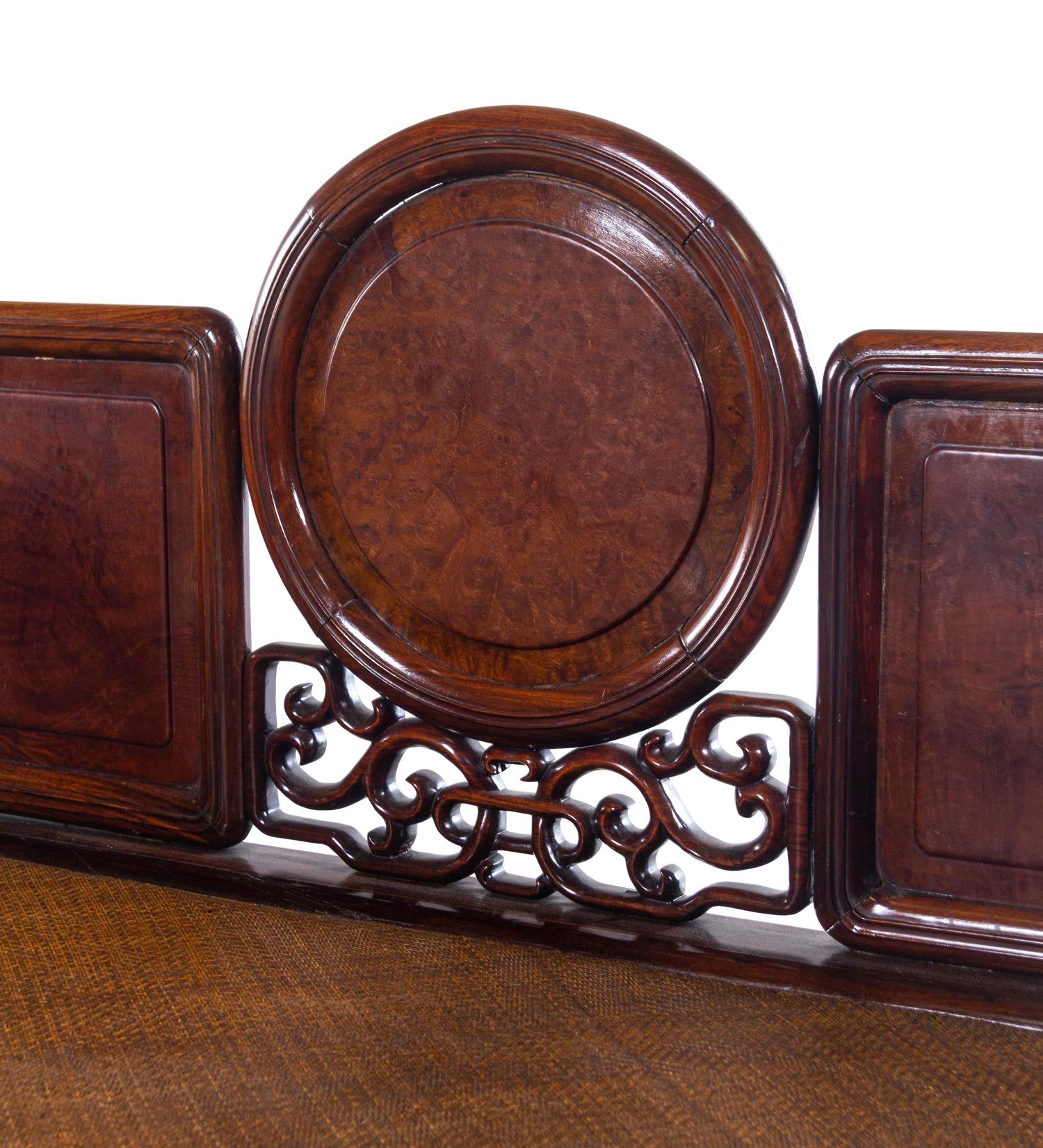 A Burlwood Inset Hardwood Settee