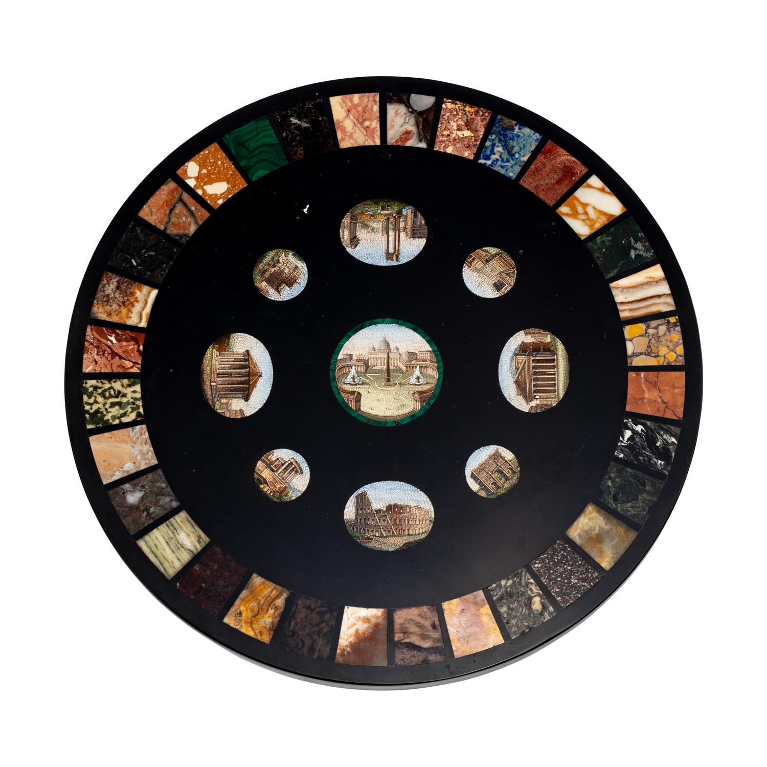 A Grand Tour Micromosaic and Specimen Marble Table Top