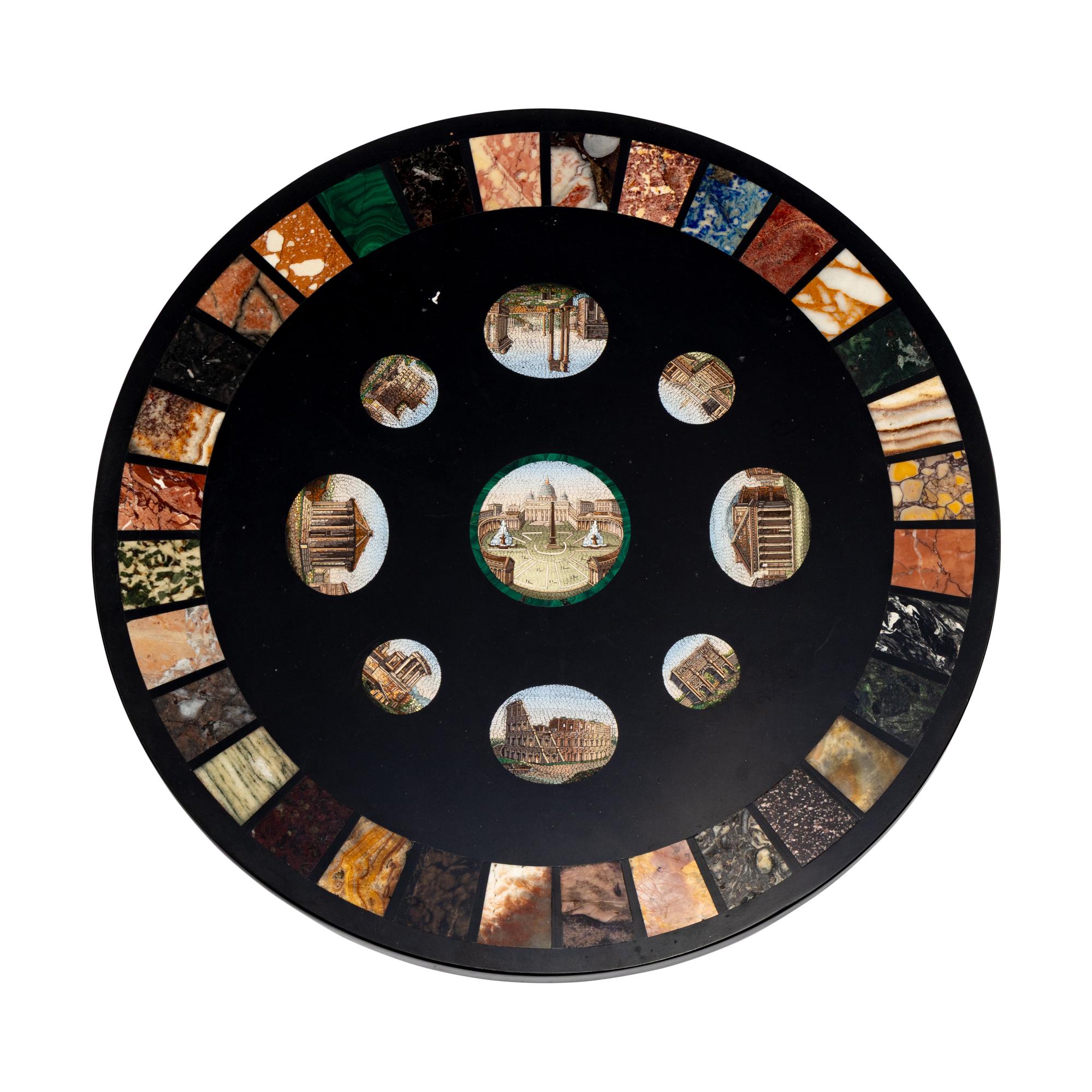A Grand Tour Micromosaic and Specimen Marble Table Top