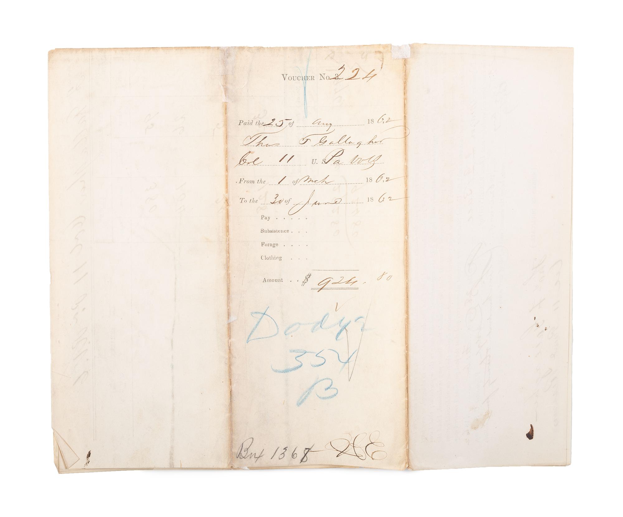 [CIVIL WAR]. A group of 4 documents, incl. partly printed pay vouchers accounting for Black private servants.