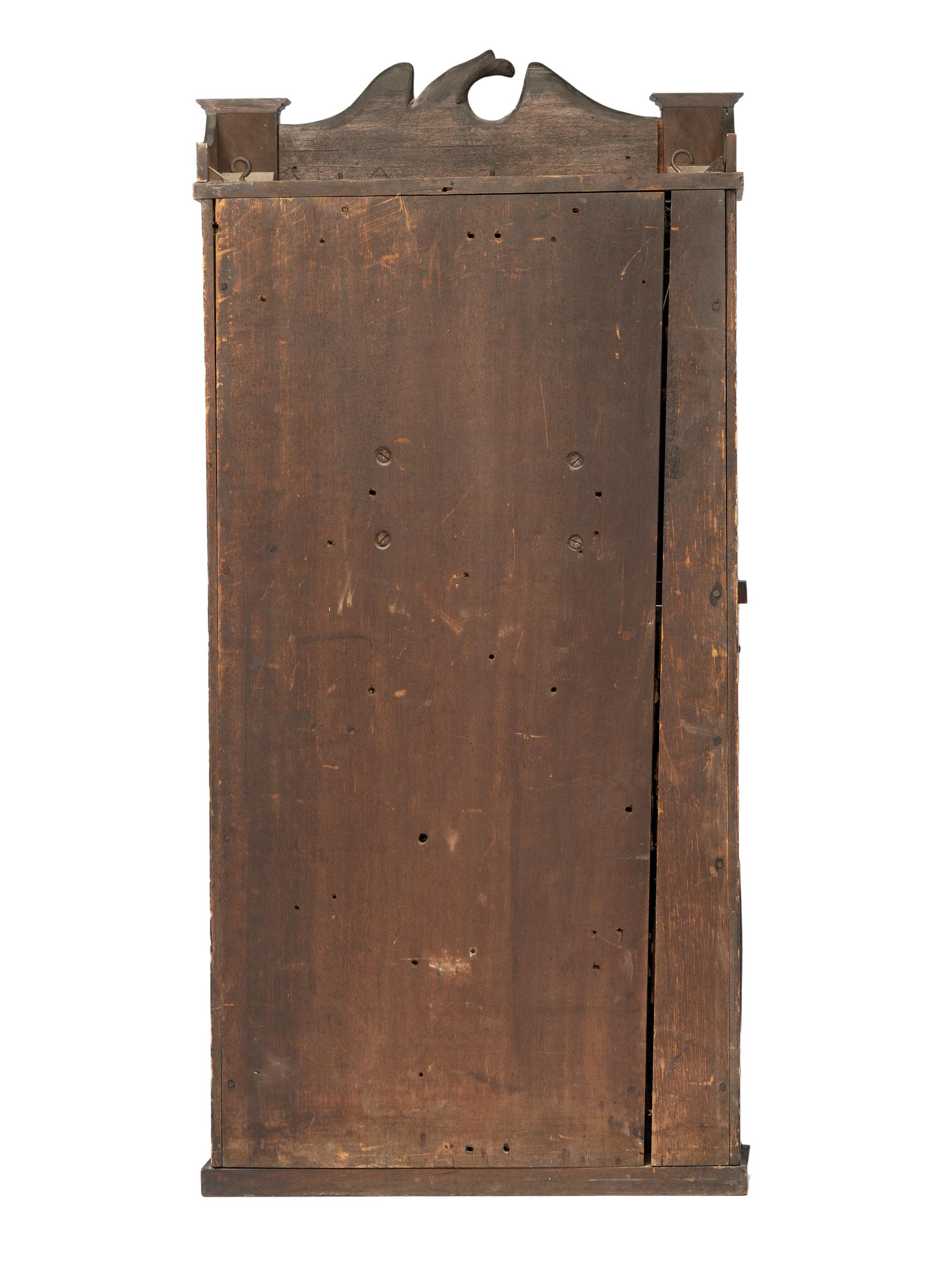 An American Classical Mahogany Eglomise Mantel Clock