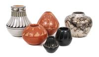 Six Southwestern Pottery Articles Height of tallest 4 3/4 inches.