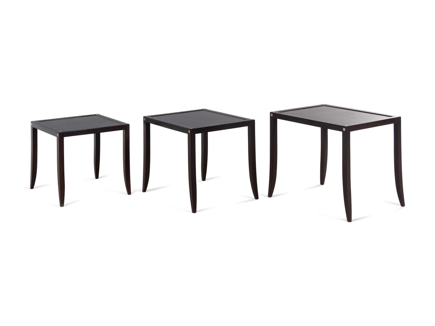 A Set of Three Mother-of-Pearl Inlaid Nesting Tables