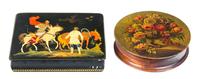Two Lacquered Boxes Width of larger 4 3/4 inches.