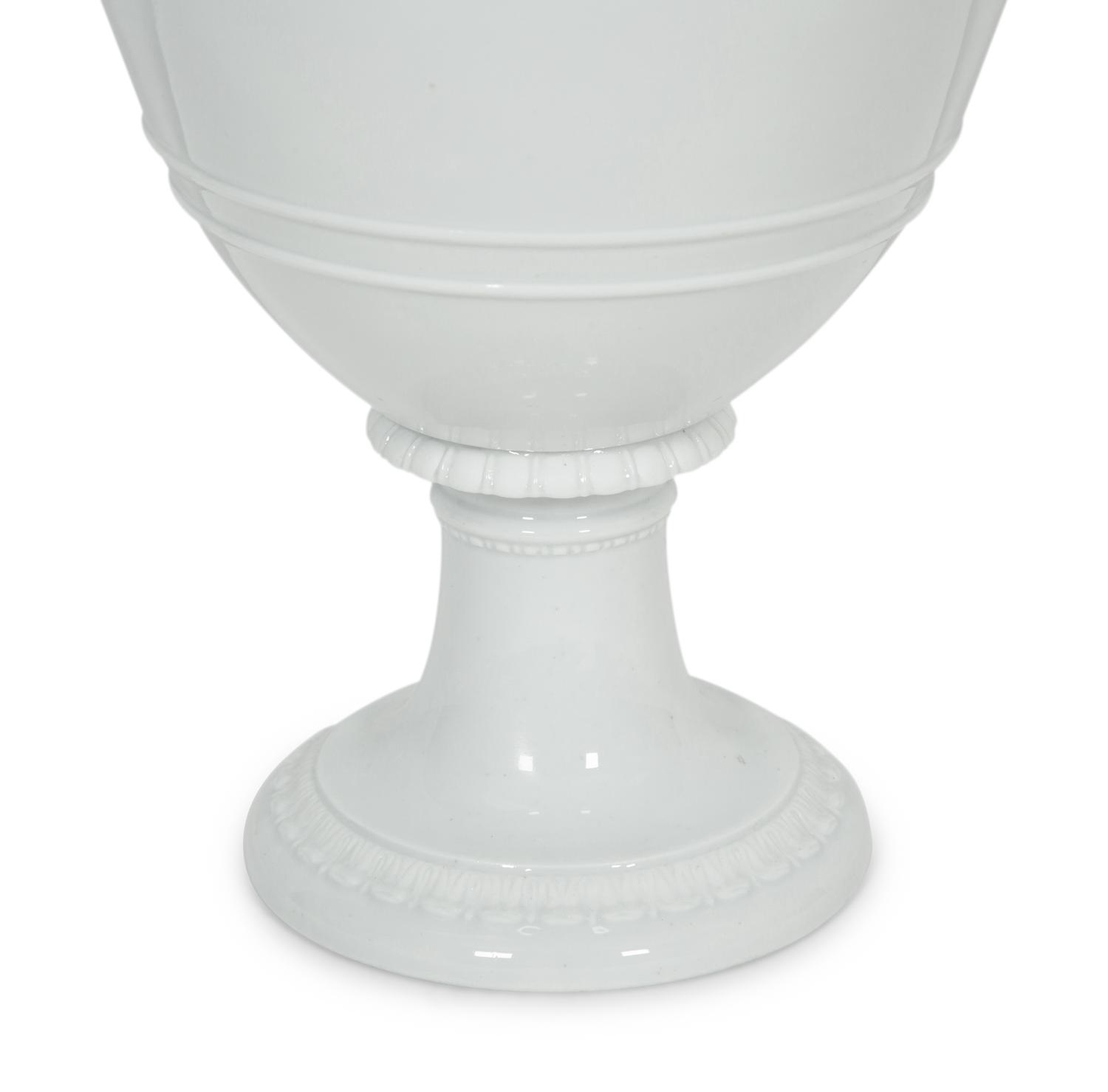 A Royal Copenhagen White Glazed Porcelain Dolphin Handled Vase