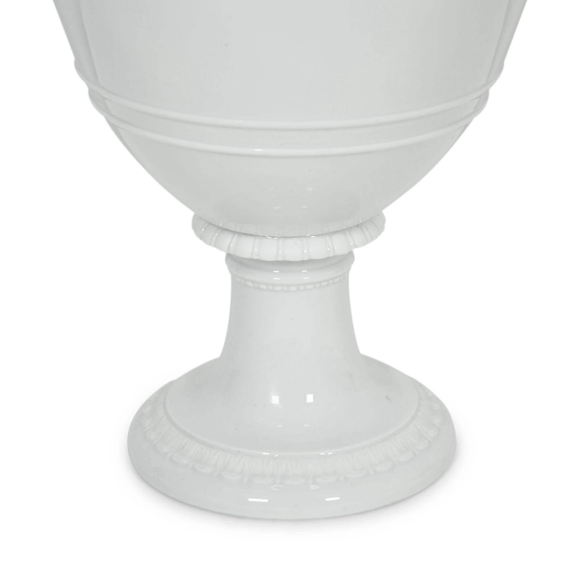 A Royal Copenhagen White Glazed Porcelain Dolphin Handled Vase