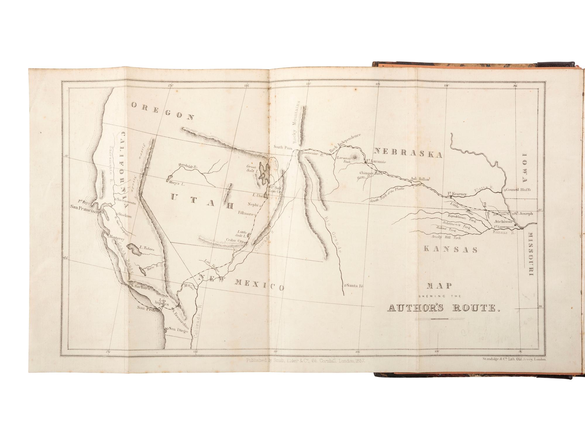 Western Americana CHANDLESS, William (1829-1896). A Visit to Salt lake; Being a Journey Across the Plains and a Residence in the Mormon Settlements at Utah . London: Smith, Elder, and Co., 1857.