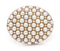 A Victorian Yellow Gold, Pearl and Diamond Brooch, 9.30 dwts.