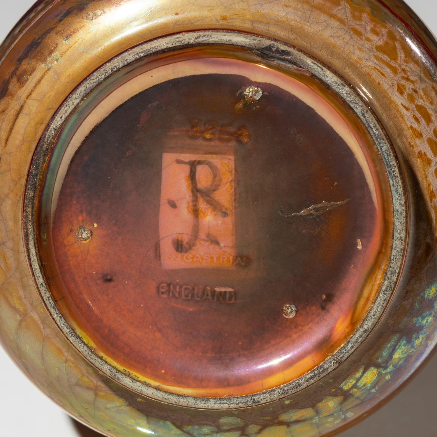 Lancastrian luster vase with fish decor, c. 1920