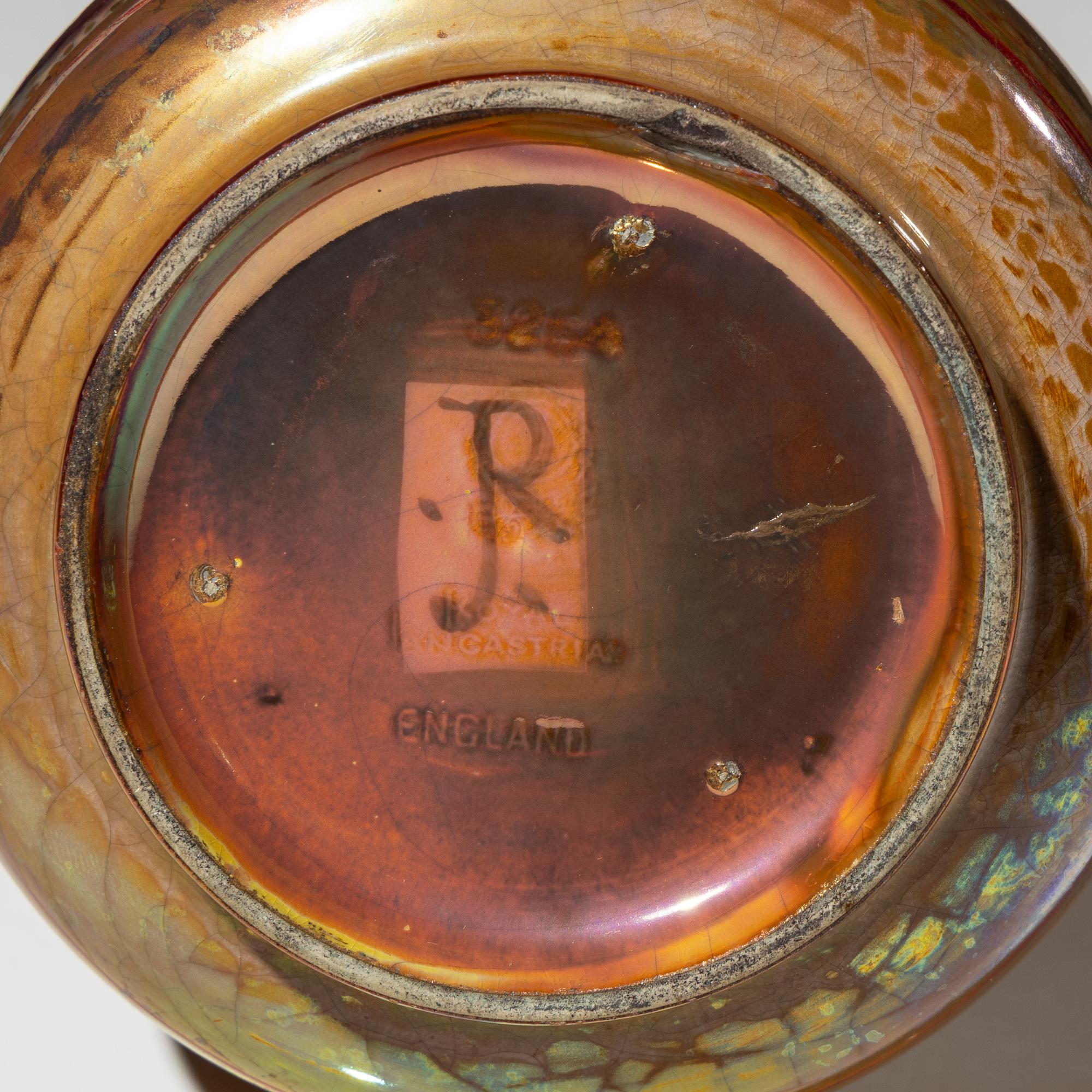 Lancastrian luster vase with fish decor, c. 1920