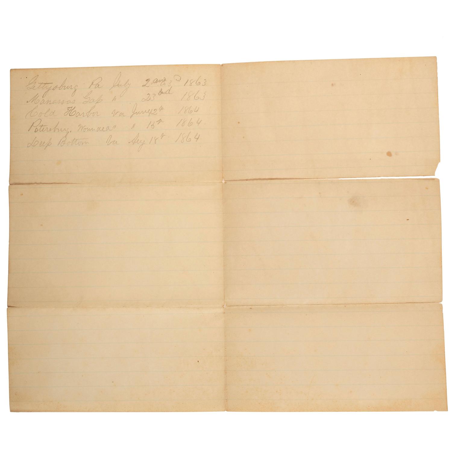 Gettysburg hero Corporal John M. Sutton, Company K, 5th New Jersey Infantry. A group of items highlighted by III Army Corps presentation "For Valor" badge, including: