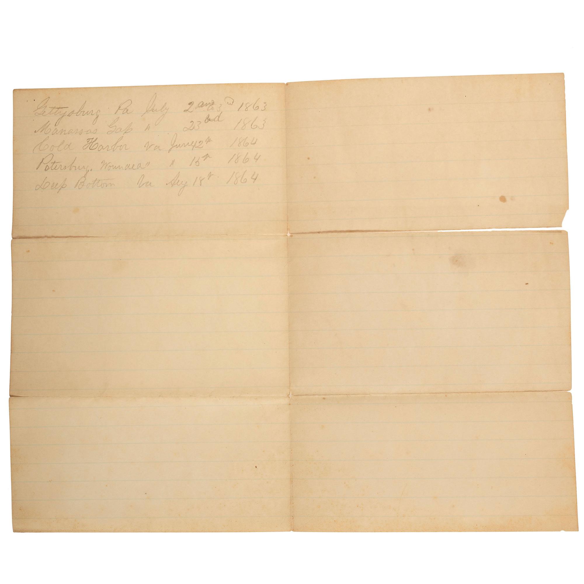 Gettysburg hero Corporal John M. Sutton, Company K, 5th New Jersey Infantry. A group of items highlighted by III Army Corps presentation "For Valor" badge, including:
